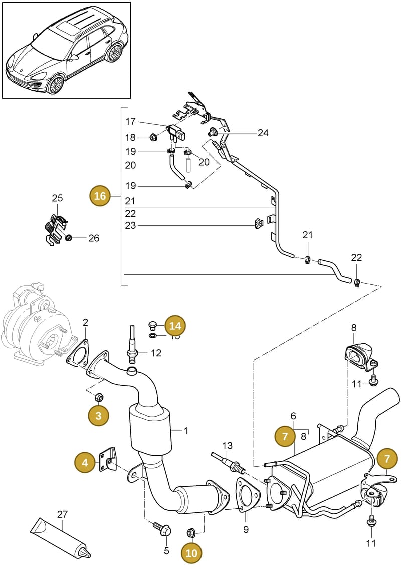N90894602 — Porsche Cayenne (2010-2018) diagram p37202020, position 3+4+7+10+14+16