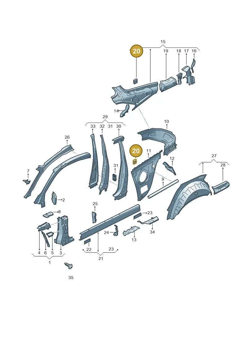 N90895602 — Audi RS5 Sportback (2017-2025) diagram 897809000, position 20