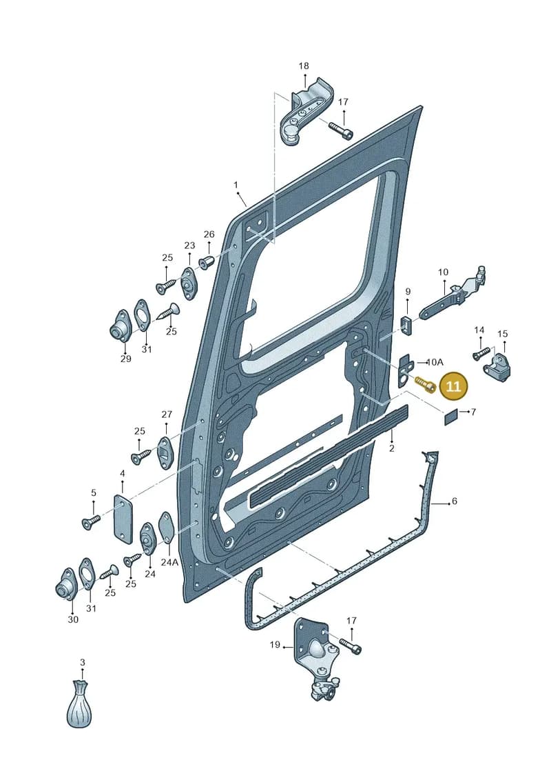 N90896703 — Volkswagen Caddy Maxi Kombi (2010-2015) diagram 443843000, position 11