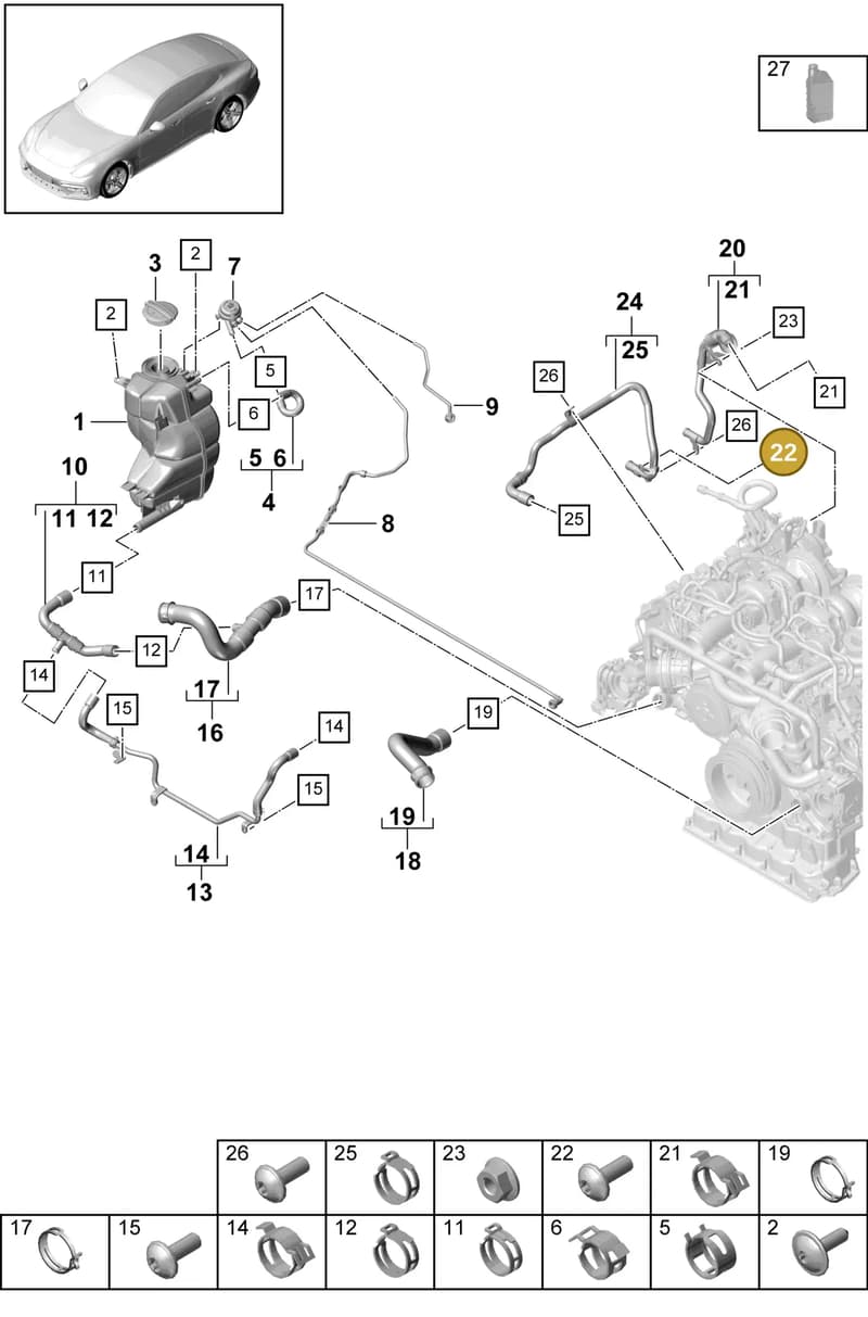 N90903102 — Porsche Panamera (2016-2020) diagram p49105050, position 22