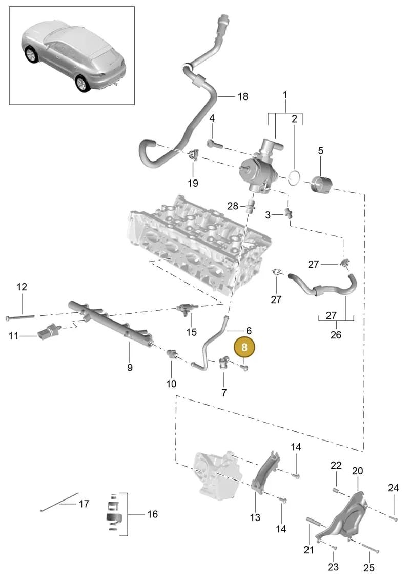 N90925202 — Porsche Macan (2013-2018) diagram p44107050, position 8