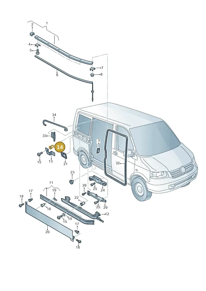 N90933001 — Volkswagen Transp. caravelle (2011-2015) diagram 410843500, position 14