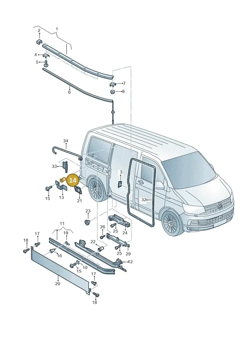 N90933001 — Volkswagen Transporter Multivan (2019-2024) diagram 861843500, position 14