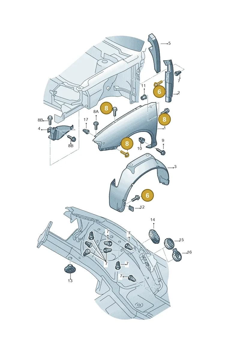 N90949302 — Audi A3         "BR."M.06> (2005-2006) diagram 201821100, position 6+8