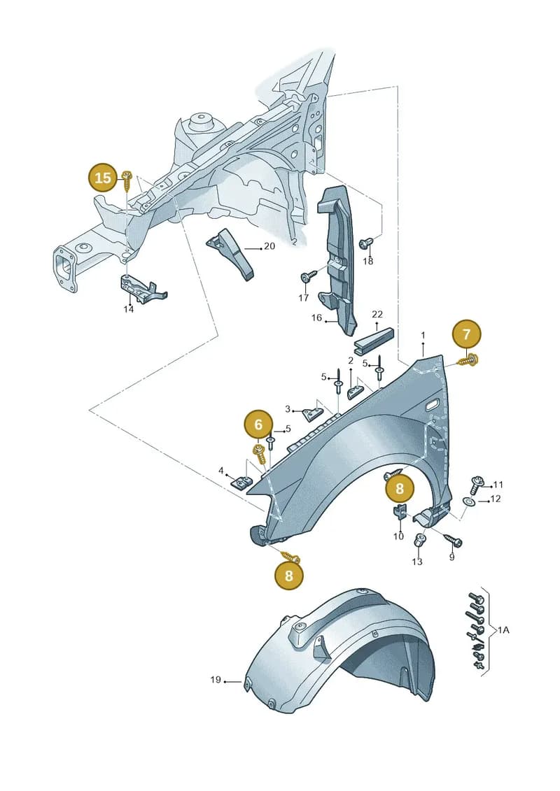N90949302 — Audi A3 Sportback (2008-2013) diagram 642821000, position 6+7+8+15