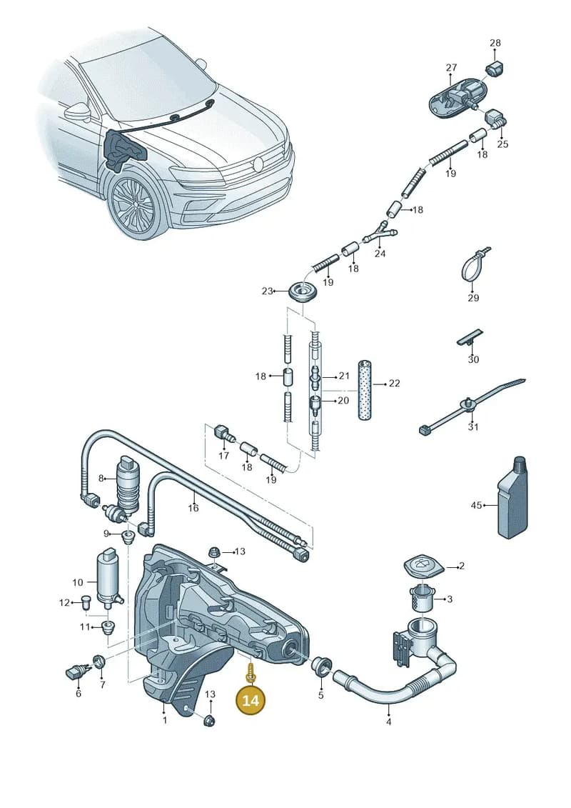 N90999504 — Volkswagen Tiguan (2017-) diagram 884955150, position 14
