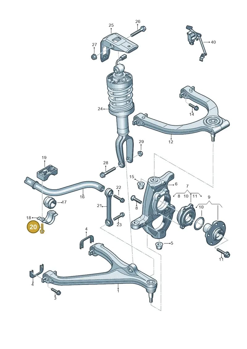 N91070401 — Audi R8 Spyder (2015-2024) diagram 872407000, position 20