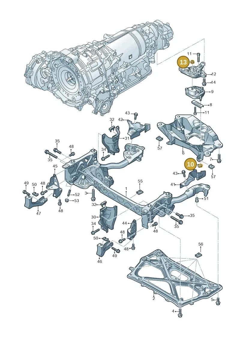 N91157402 — Audi A8L qu. 3.0 TDI (2009-2014) diagram 696399600, position 10+13