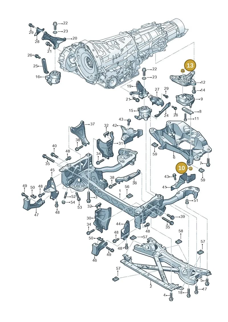 N91157402 — Audi A8 (2013-2018) diagram 696399750, position 10+13