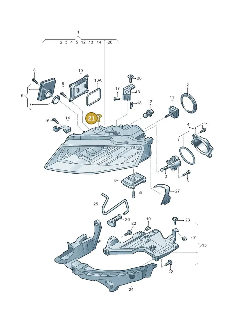 N91171401 — Audi A4 Av. Allroad (2008-2016) diagram 636941100, position 21