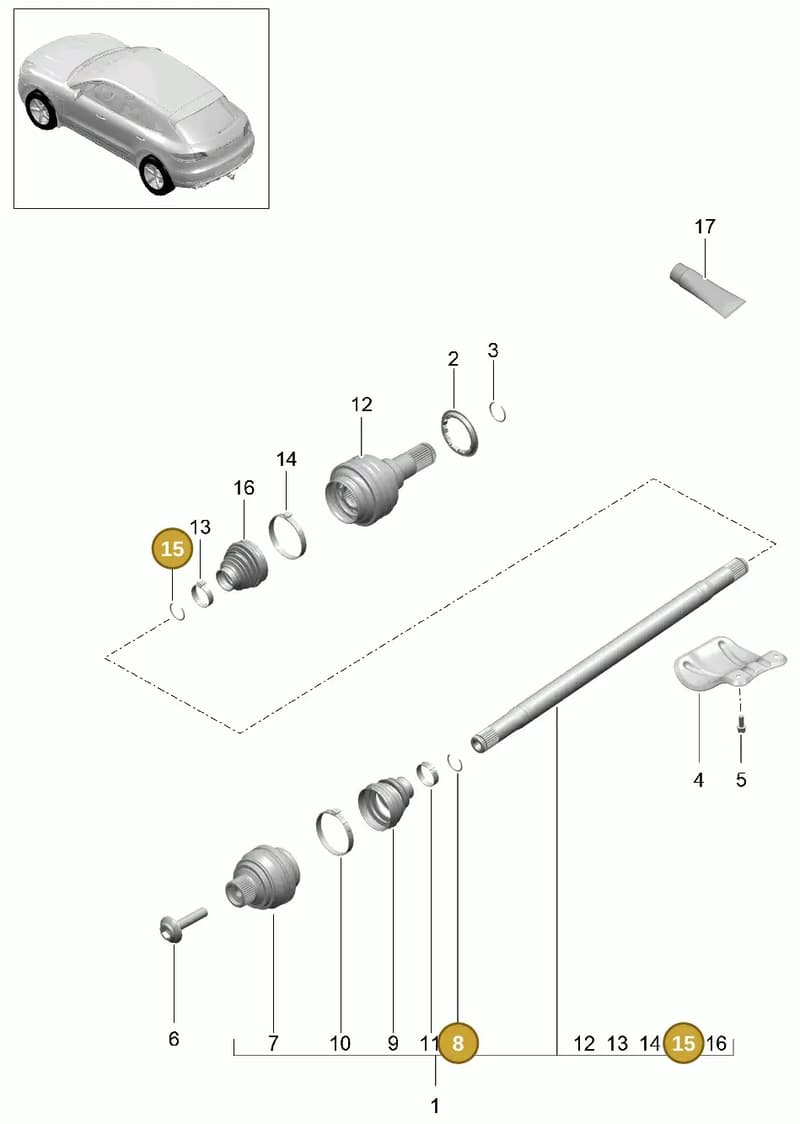 N91189101 — Porsche Macan (2013-2018) diagram p44501020, position 8+15