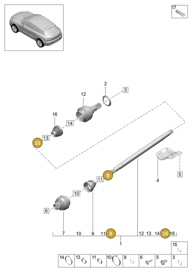 N91189101 — Porsche Macan (2018-2022) diagram p52501030, position 8+15