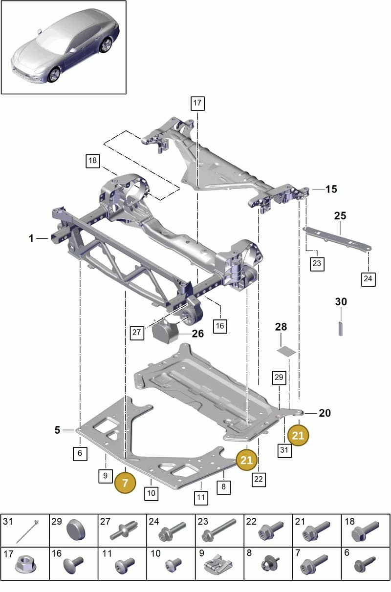 N91243701 — Porsche Panamera (2016-2020) diagram p49401000, position 7+21