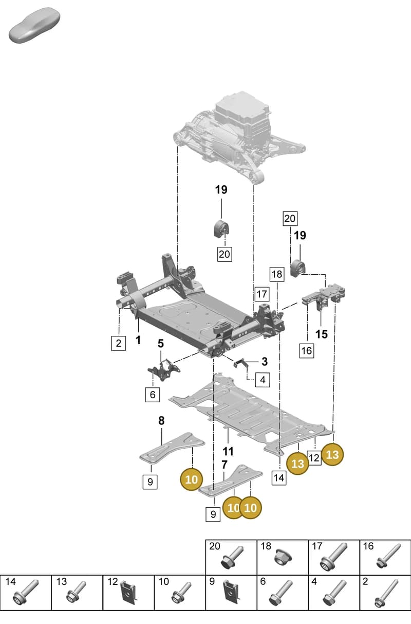 N91243701 — Porsche Taycan Sport Turismo (2023-2025) diagram p64401000, position 10+13