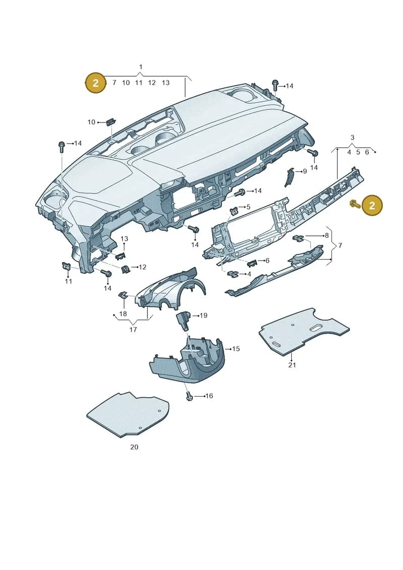 N91254701 — Audi A3 Sportback (2019-2025) diagram 596857100, position 2