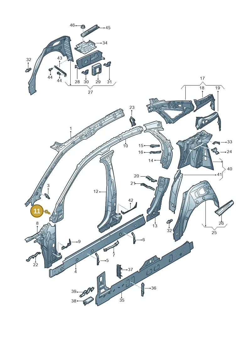 N91257301 — Audi A8 (2017-2025) diagram 838809100, position 11