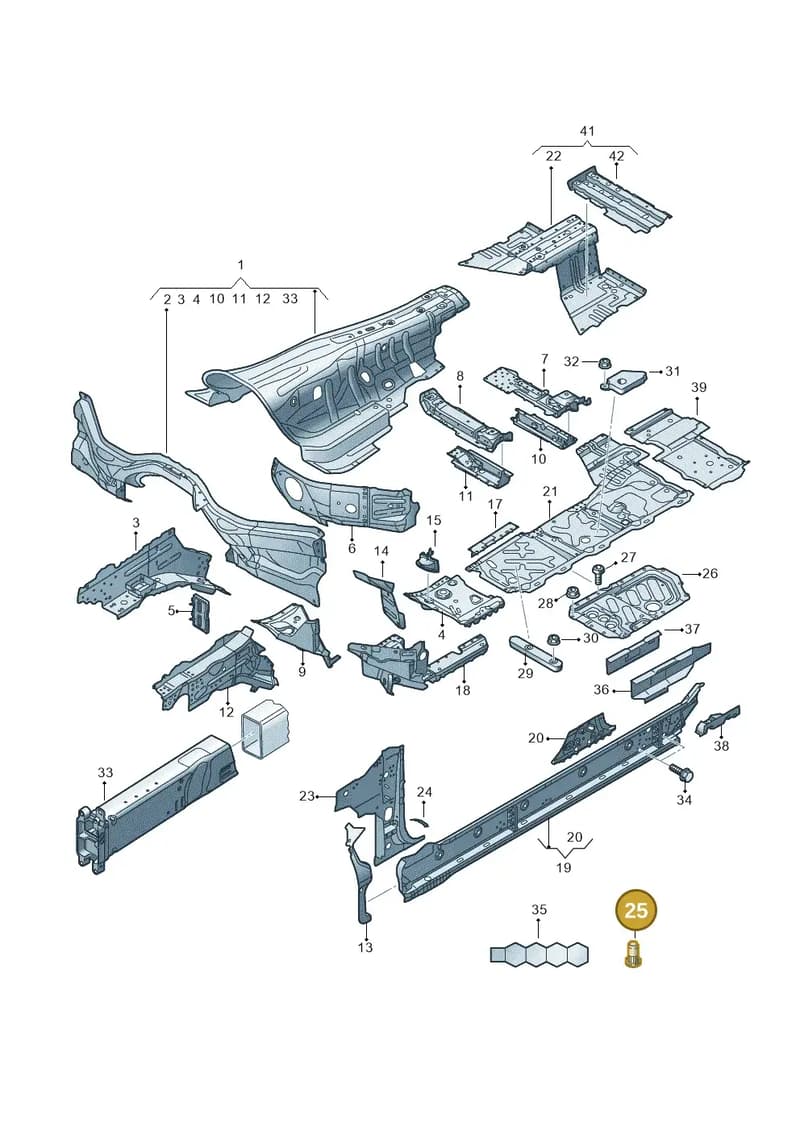N91281101 — Audi A8 (2017-2025) diagram 838803150, position 25
