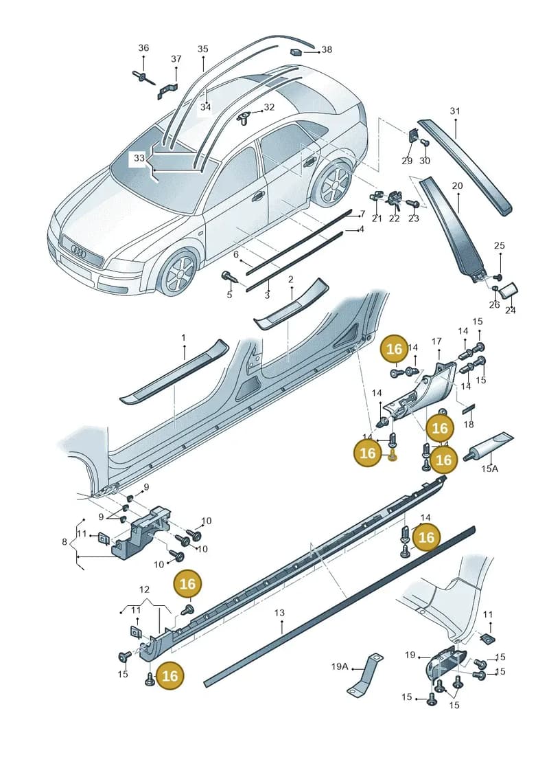 WHT000485 — Audi RS4 qu.           07> (2006-) diagram 249853100, position 16