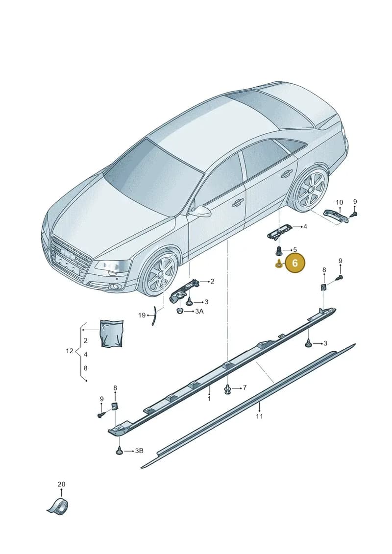 WHT000485 — Audi A8L qu. 3.0 TDI (2009-2014) diagram 696853200, position 6
