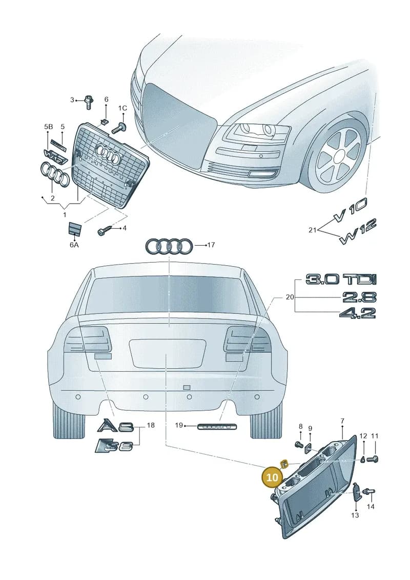WHT000821 — Audi A8/S8/qu. lang    08> (2007-) diagram 635853300, position 10