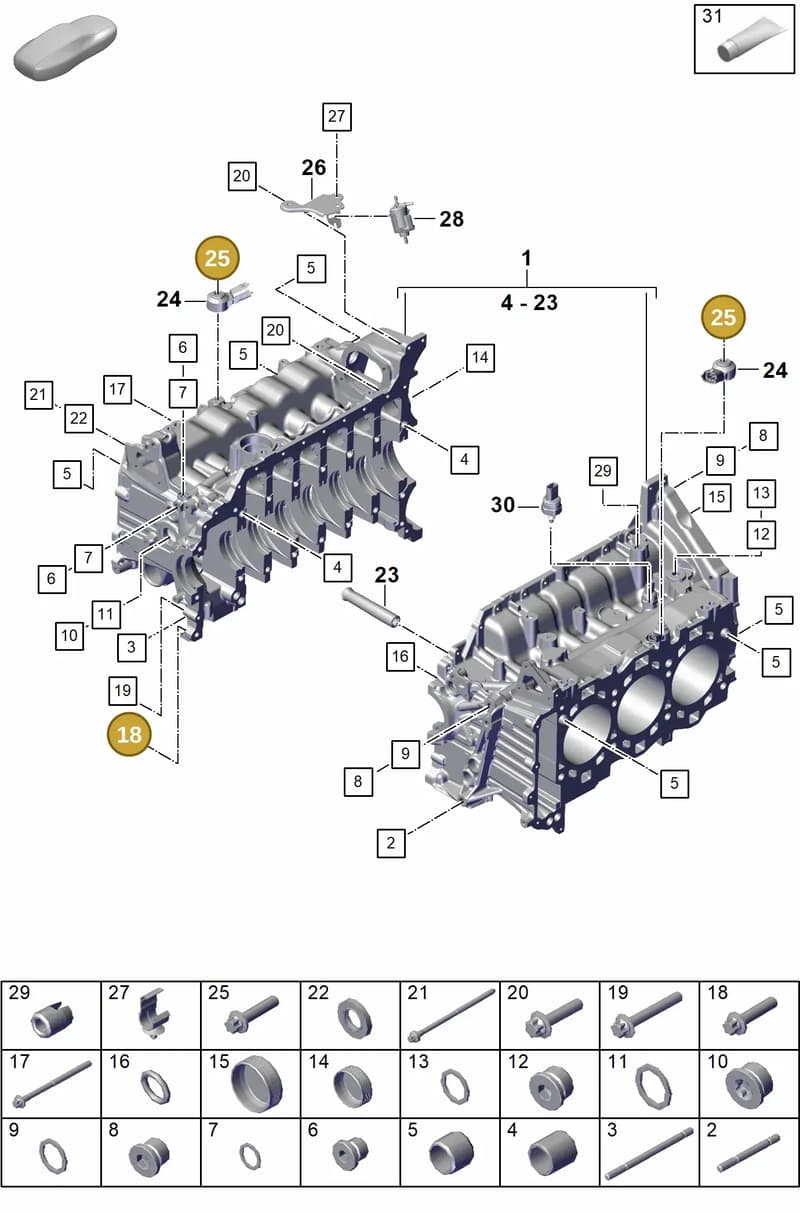 WHT001703 — Porsche 911 (2021-2022) diagram p59101100, position 18+25