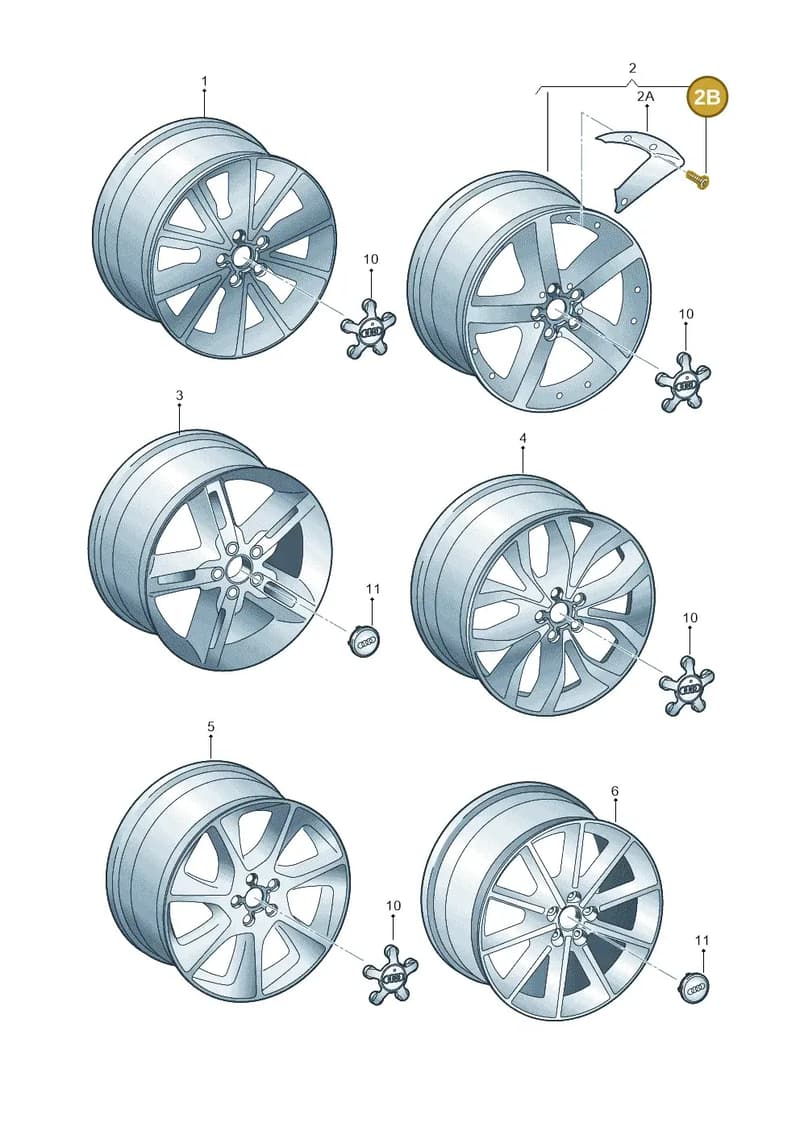 WHT002588 — Audi A1 Sportback (2010-2015) diagram 708601700, position 2B