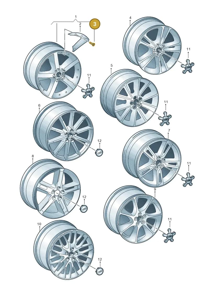 WHT002588 — Audi A1 Sportback (2014-2018) diagram 792601700, position 3