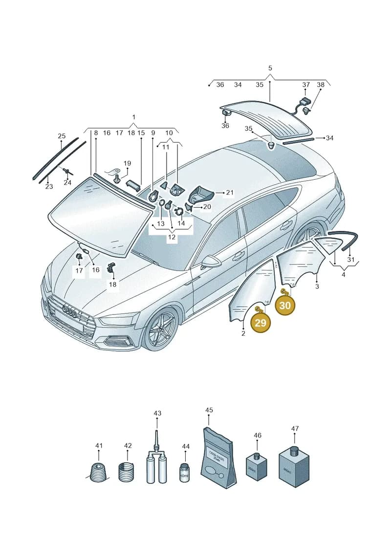 WHT004905 — Audi A5 Sportback (2016-2025) diagram 897845100, position 29+30