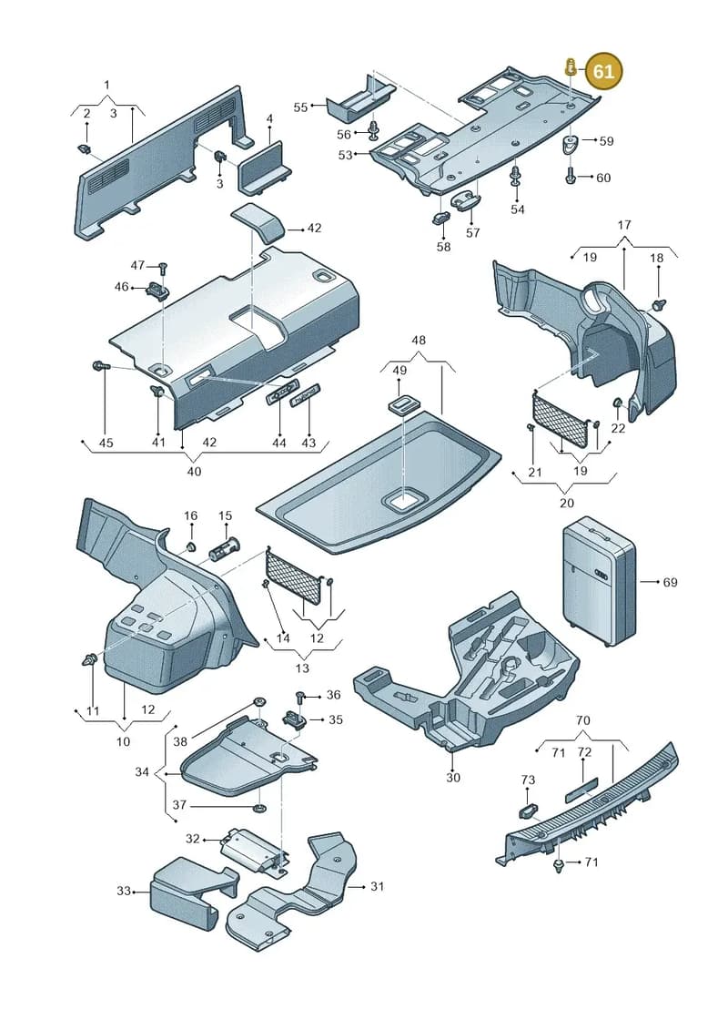 WHT006381 — Audi A8 (2013-2018) diagram 696863850, position 61