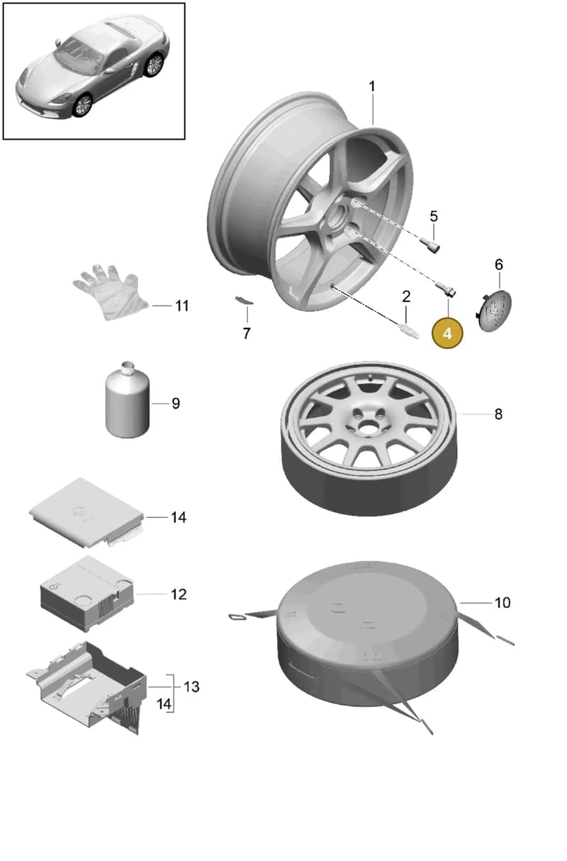 WHT006978 — Porsche Boxster (2016-2019) diagram p48601000, position 4