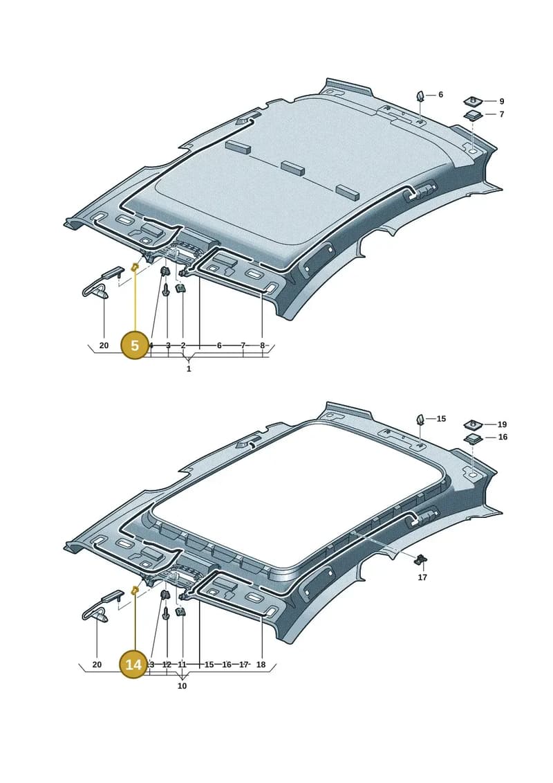 WHT006988 — Audi RS e-tron GT (2020-2025) diagram 4j1867550, position 5+14