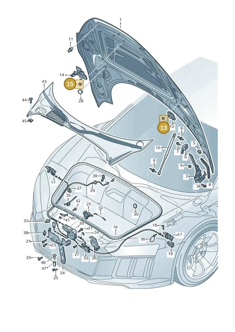WHT008050 — Audi R8 Spyder (2015-2024) diagram 872823000, position 13+15