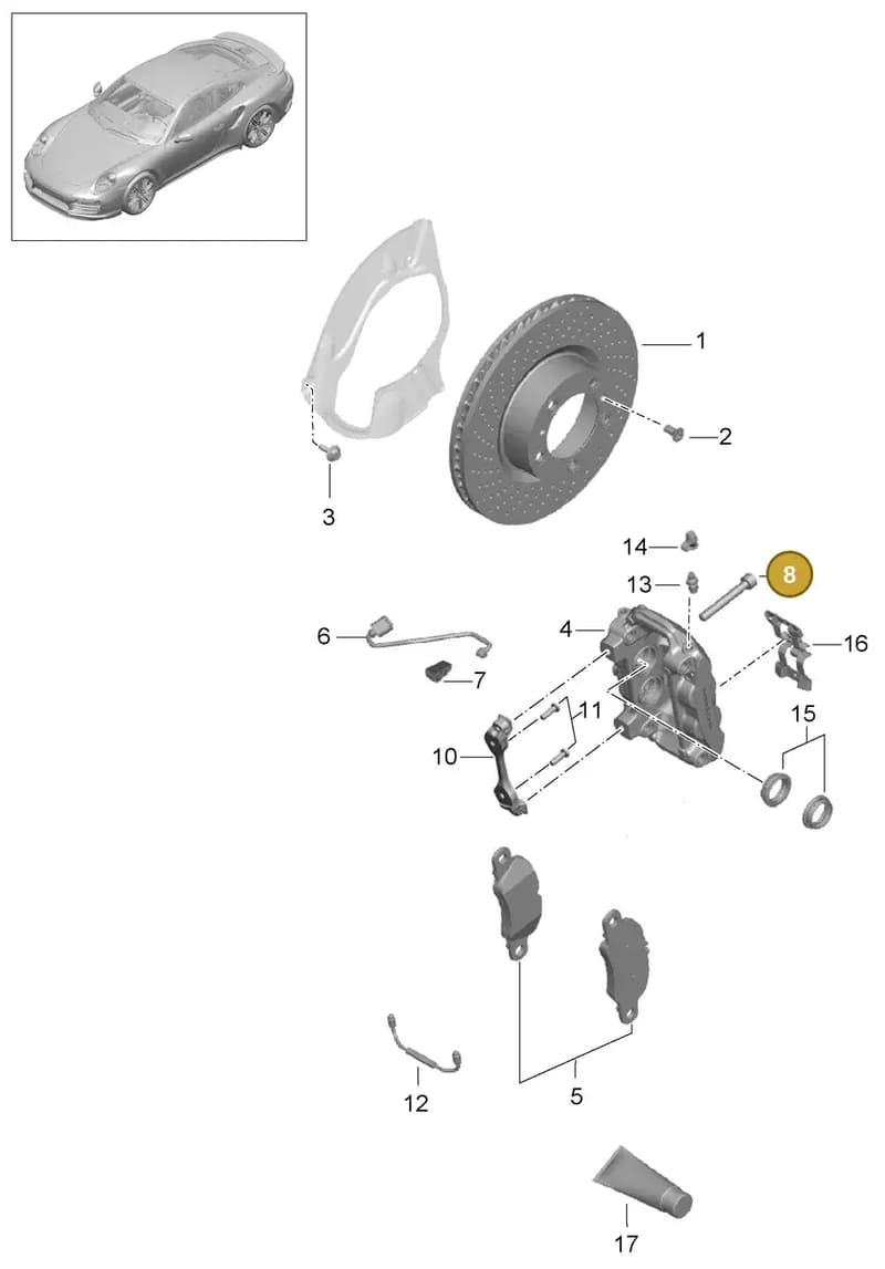 WHT008186 — Porsche GT2 RS Clubsport (2013-2020) diagram p42602000, position 8
