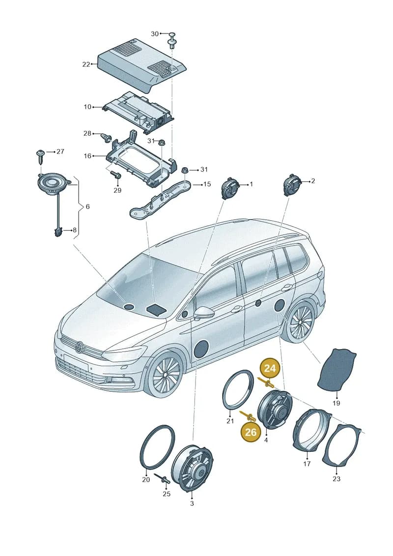 WHT008212 — Volkswagen Touran (2015-2025) diagram 869035350, position 24+26