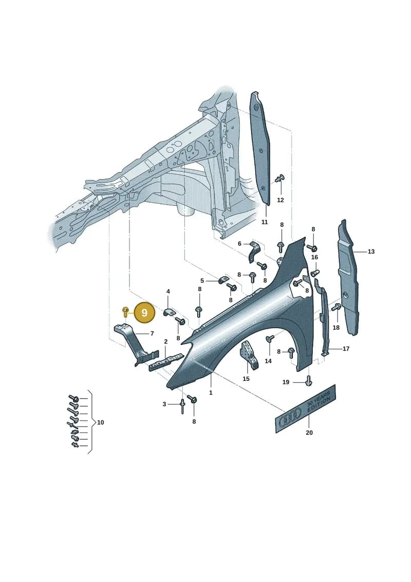 WHT008301 — Audi A3 (2020-) diagram 8yx821000, position 9