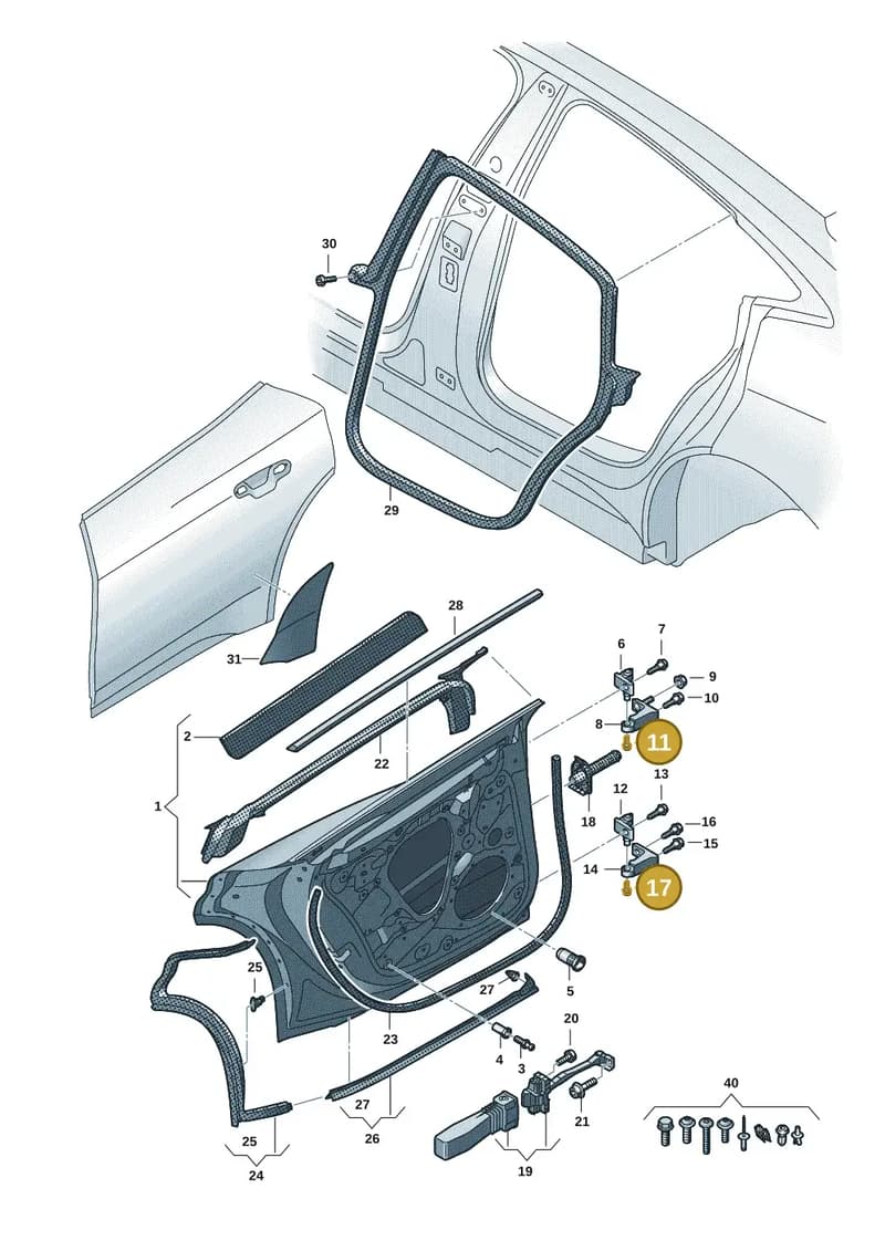 WHT008485 — Audi RS e-tron GT (2020-2025) diagram 4j1833010, position 11+17