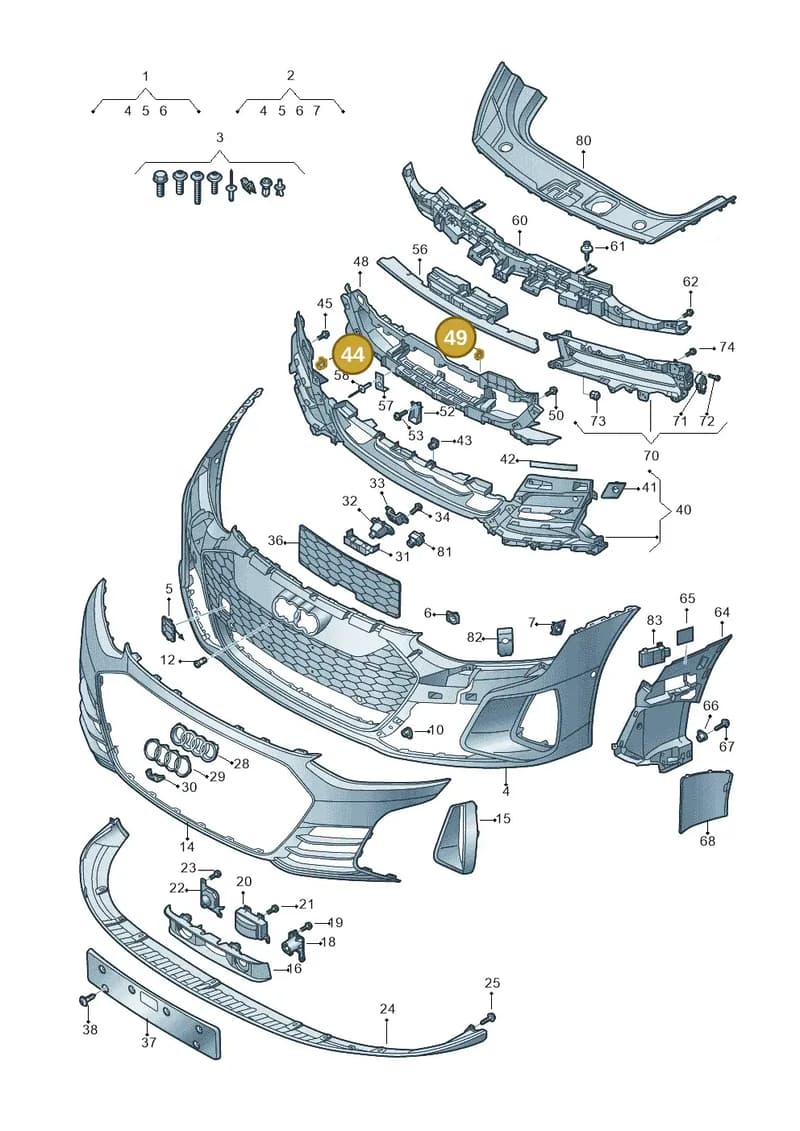 WHT009071 — Audi RS e-tron GT (2020-2025) diagram 4j1807100, position 44+49