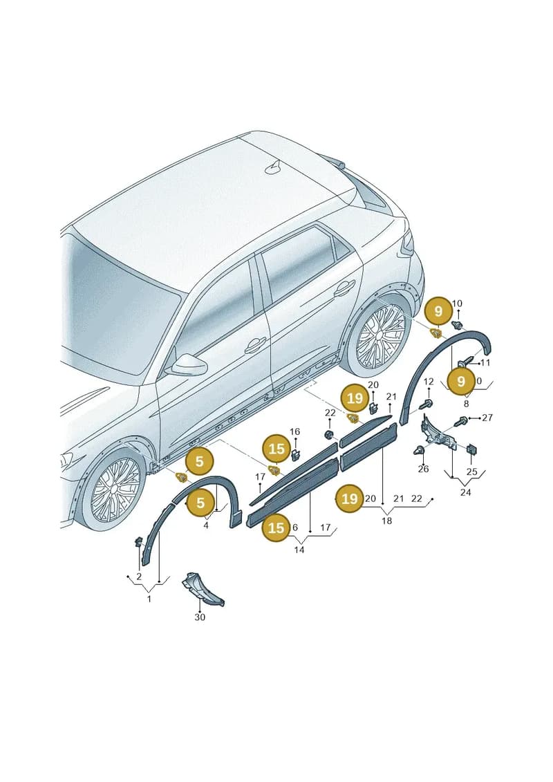 WHT009552 — Audi Q4 Sportback (2021-2025) diagram 89a853000, position 5+9+15+19