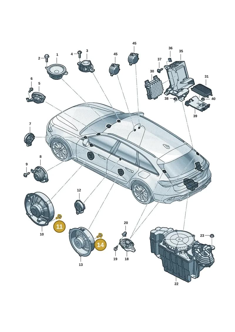 WHT009877 — Audi A5 Avant (2024-2025) diagram 4pa035350, position 11+14