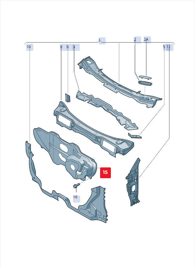 5Z0804011J Volkswagen Transverse Partition | WW Spares Genuine OEM ...