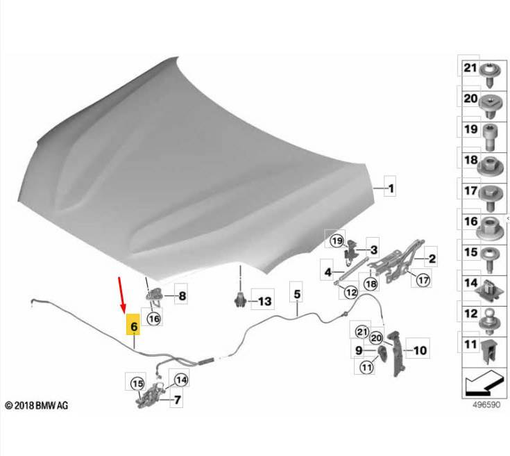 51237435523 BMW Combination Bowden Cable | Bonnet Coupling | WW Spares