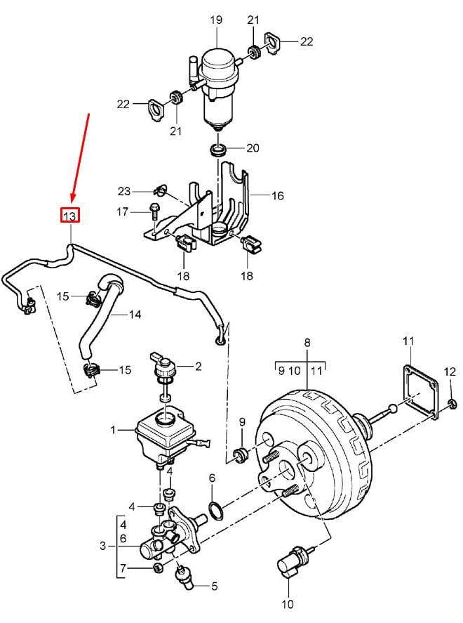 95535557704 Porsche Brake Amplifier Vacuum Line | WW Spares Genuine OEM ...
