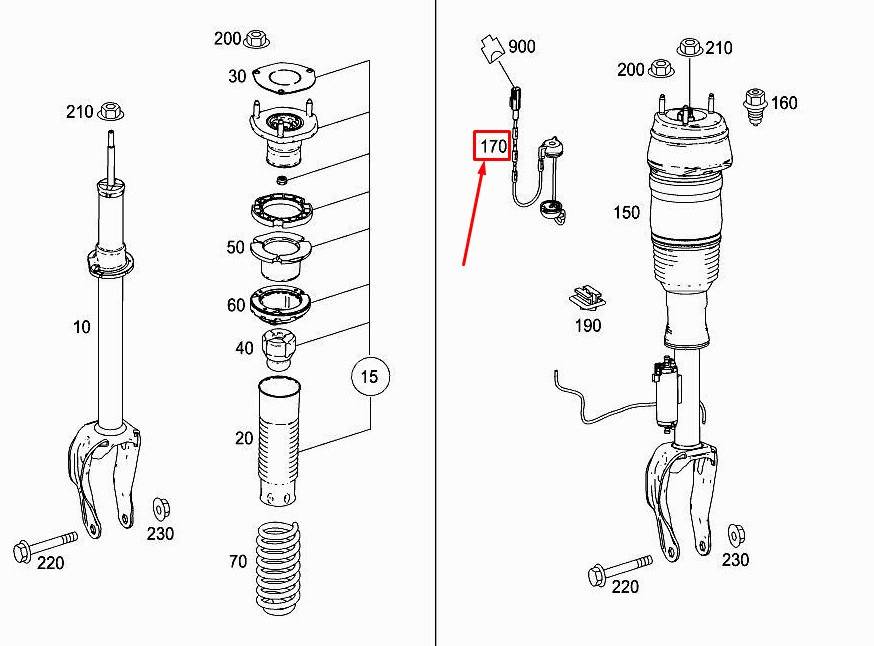 A1665400005 MERCEDES-BENZ GLE W166 Front Shock Absorber Harness | WW ...